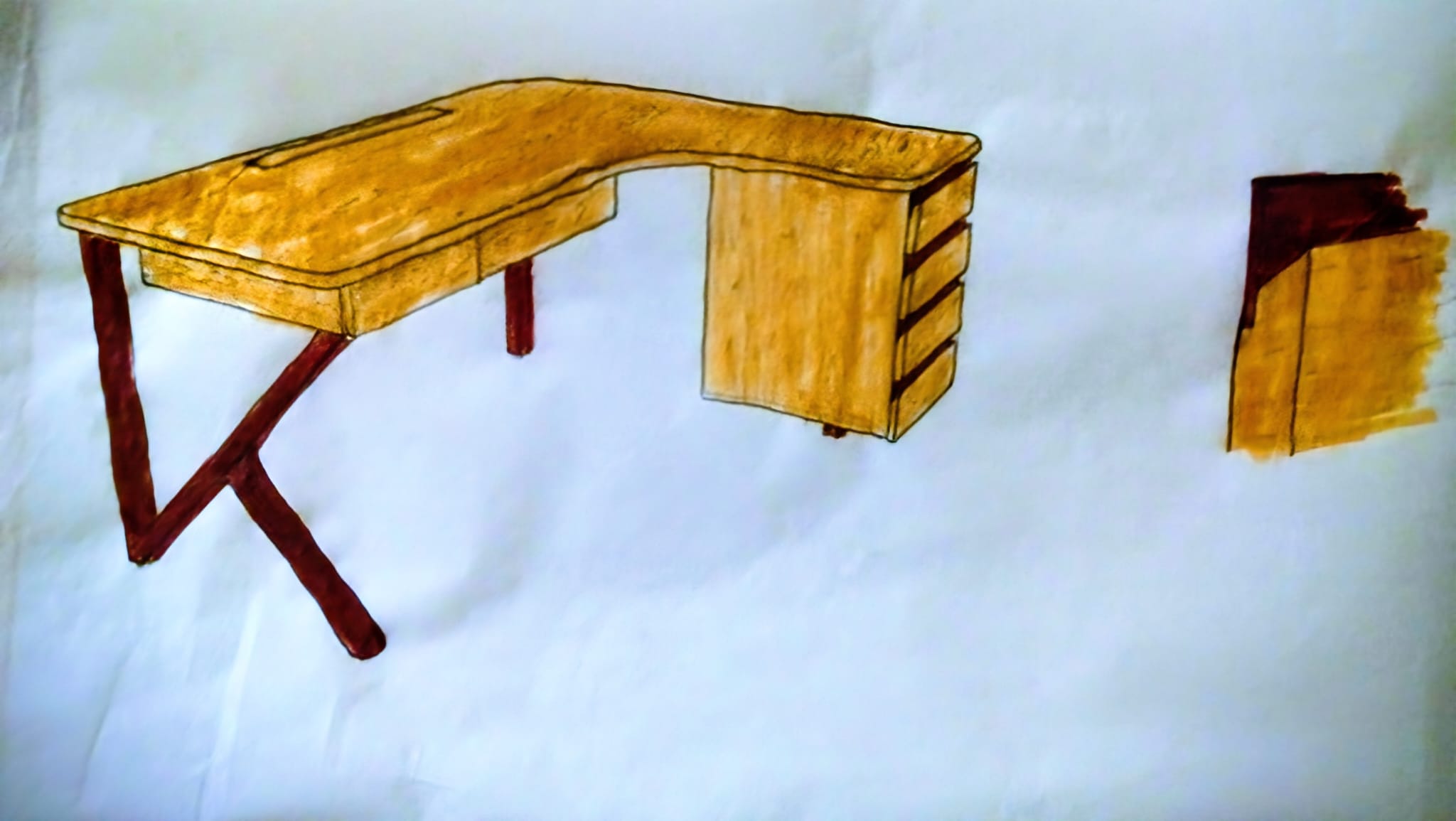 Einer von drei Vorschlägen für einen Schreibtisch. Der Platzhbedarf lässt keine ander Ladenöffnung zu